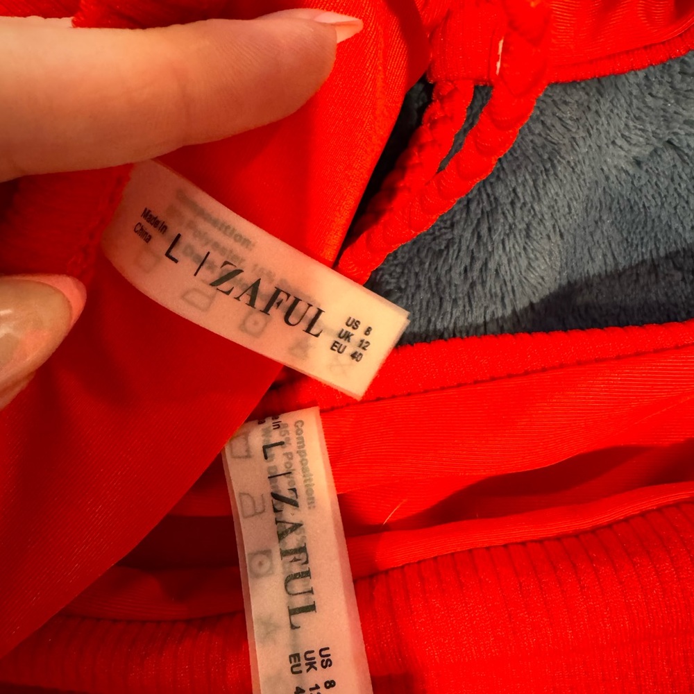 Zaful Red Ribbed String Bikini Set - Picture 4 of 4